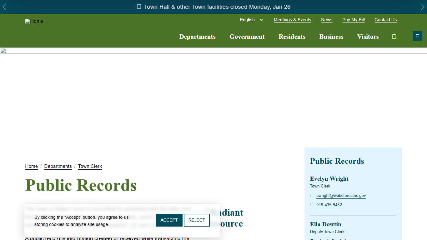 Public Records Town of Wake Forest, NC