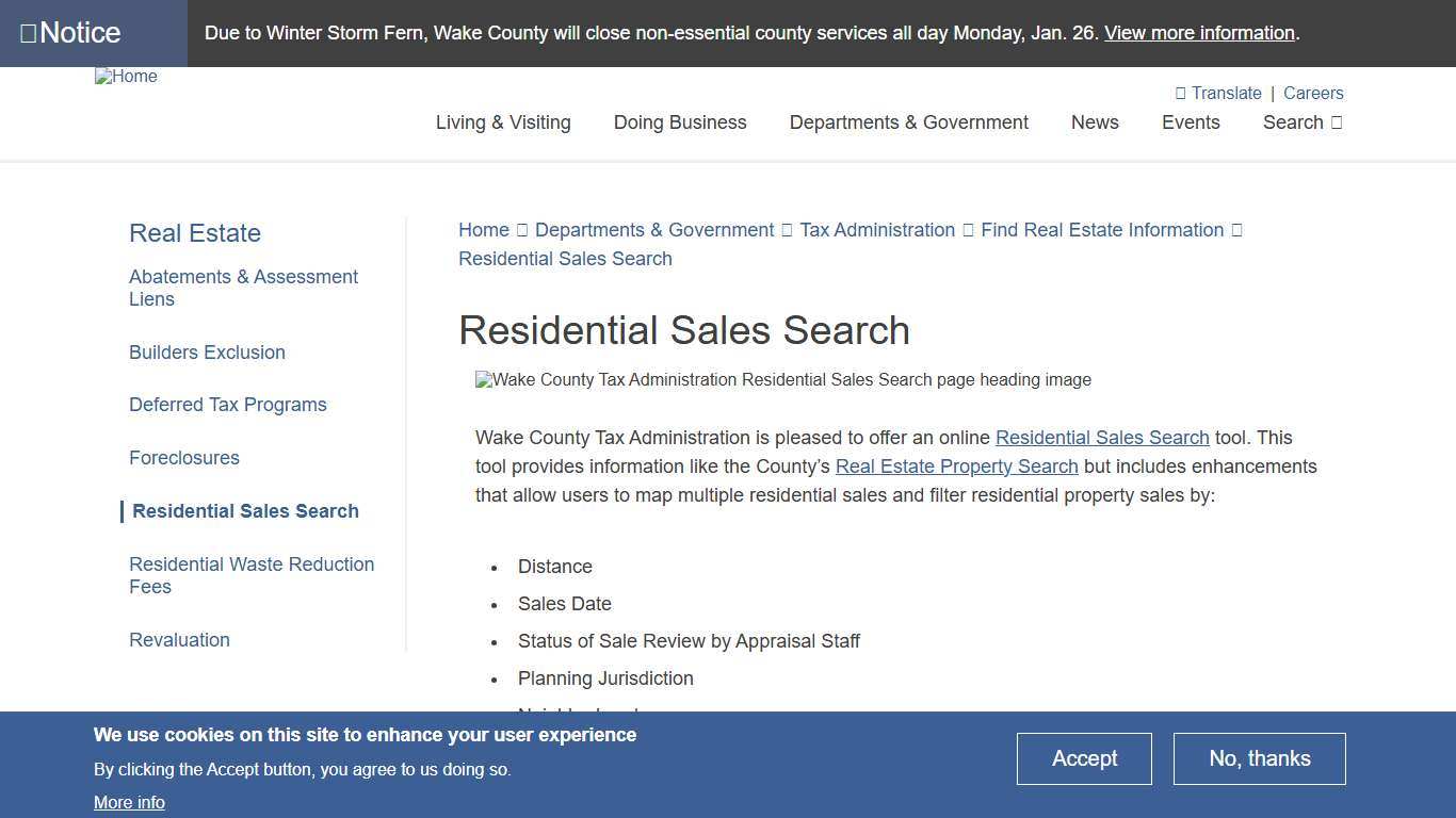 Residential Sales Search Wake County Government